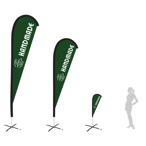 HANDMADE LEAFY GREEN TEARDROP flag