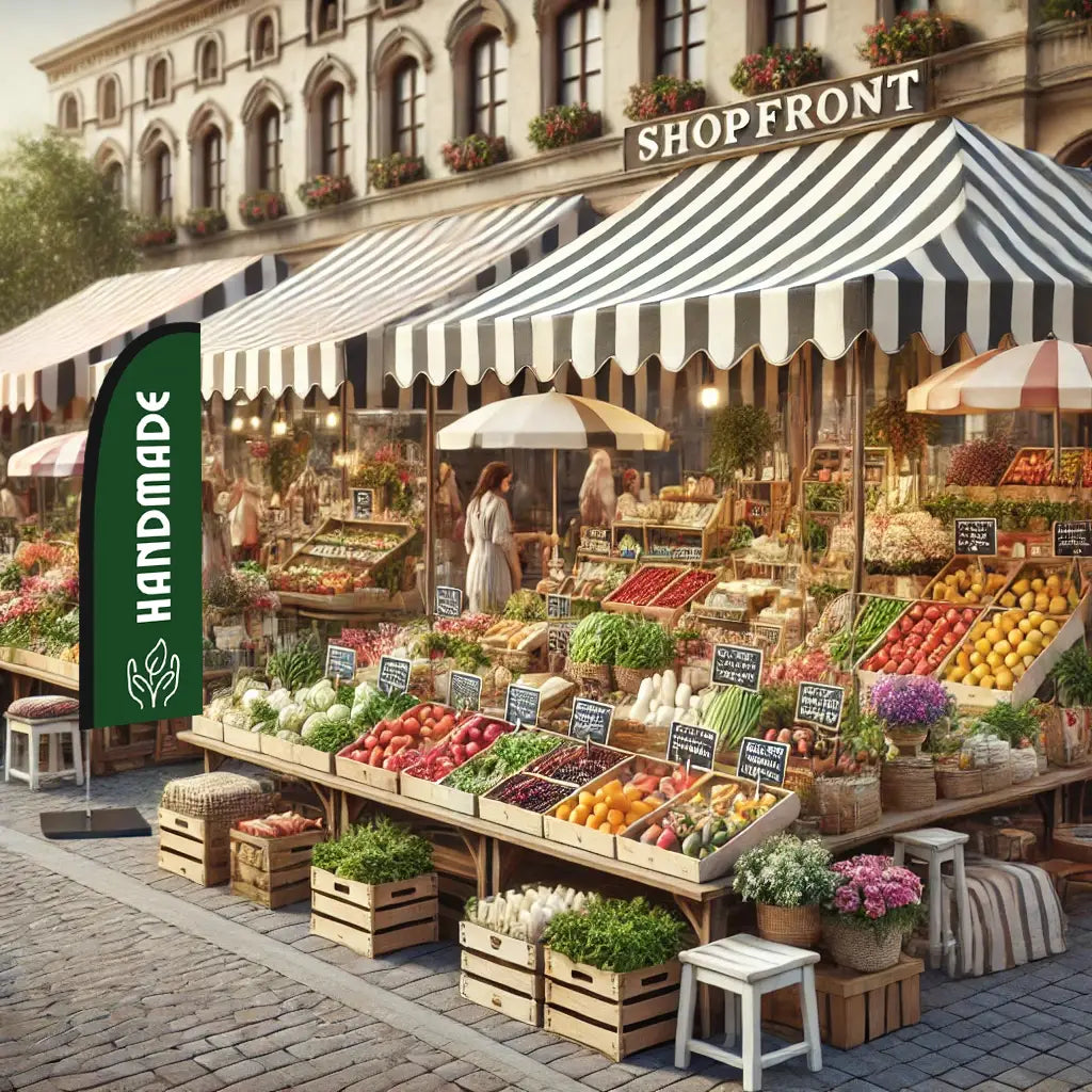 HANDMADE LEAFY GREEN feather flag MARKET