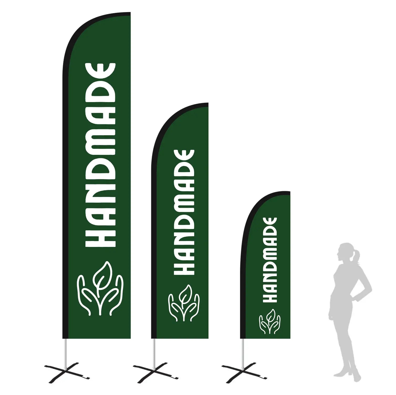 HANDMADE LEAFY GREEN feather flag