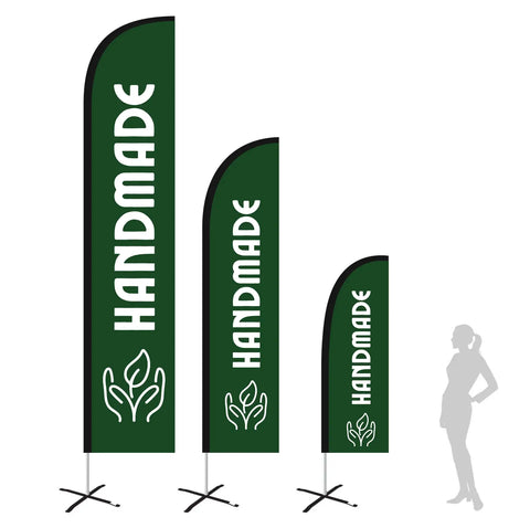 HANDMADE LEAFY GREEN feather flag