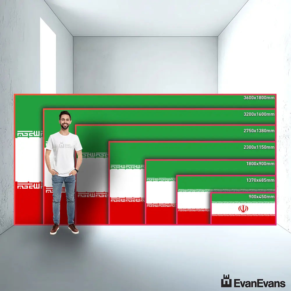Iran flag size guide comparison