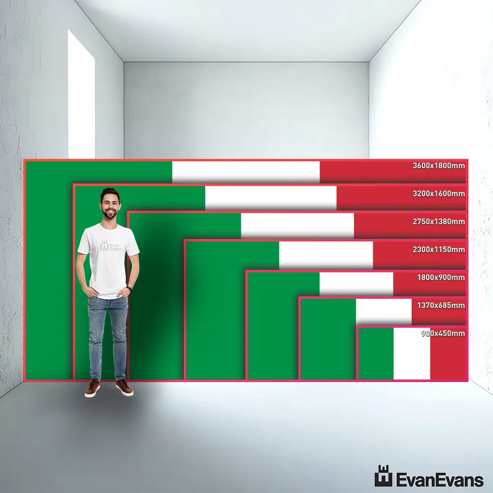 Italy flag size guide comparison