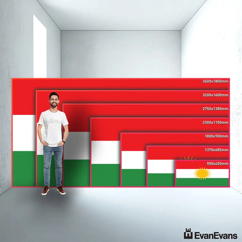 Kurdistan flag size guide comparison