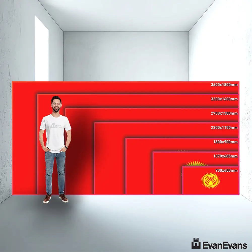 Kyrgyzstan flag size guide comparison