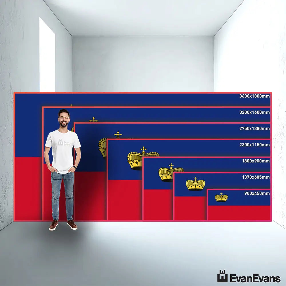 Liechtenstein flag size guide comparison