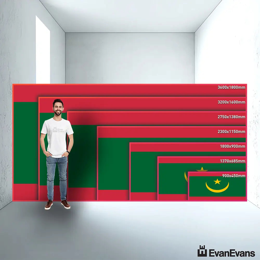 Mauritania flag size guide comparison