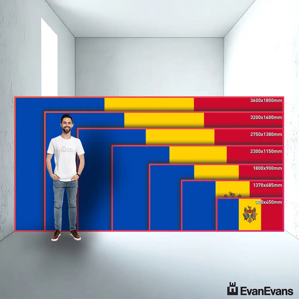 Moldova flag size guide comparison