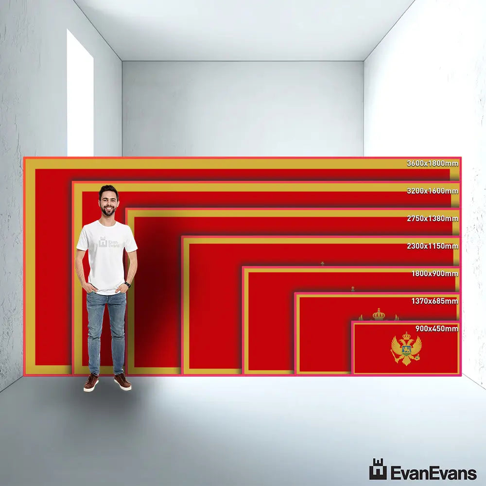 Montenegro flag size guide comparison