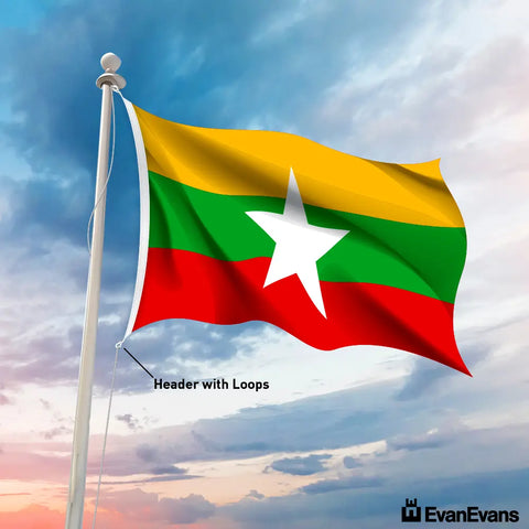 Myanmar flag header with loops