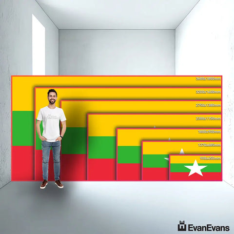 Myanmar flag size guide comparison