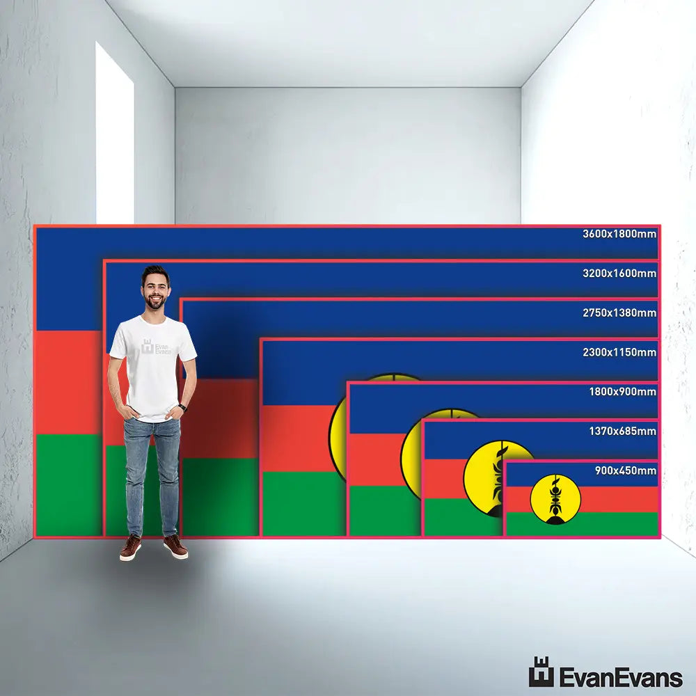 New Caledonia flag size guide comparison