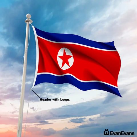 North Korea flag header with loops