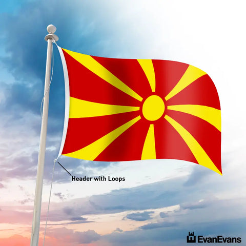 North Macedonia flag header with loops