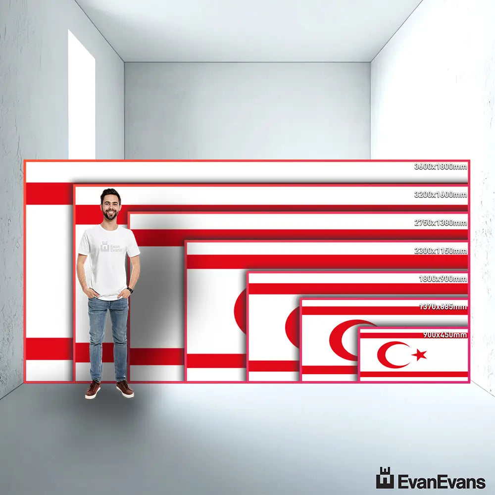Northern Cyprus flag size guide comparison