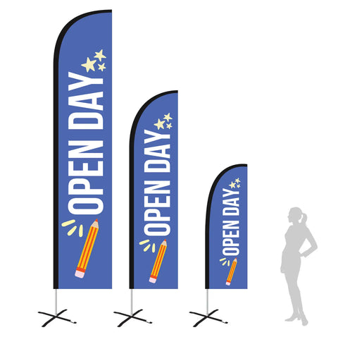 OPEN DAY royal BLUE feather flag