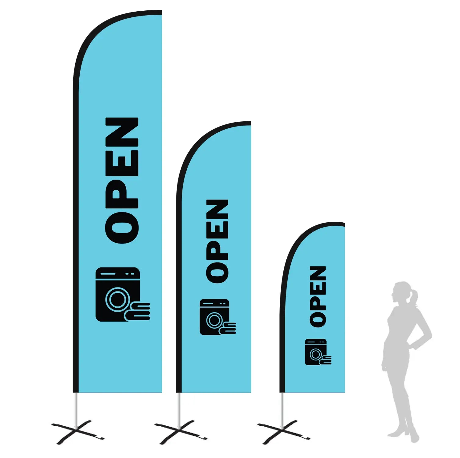 OPEN LIGHT BLUE Feather Flag