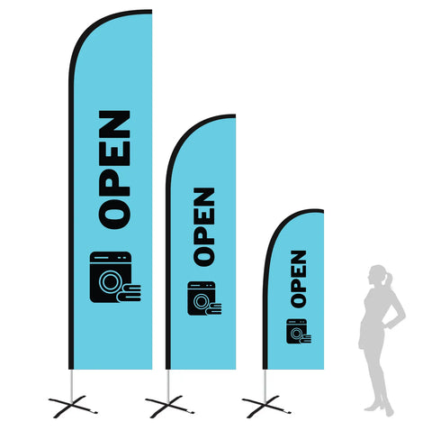 OPEN LIGHT BLUE Feather Flag