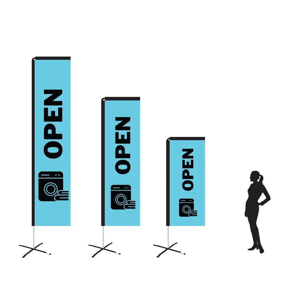 OPEN LIGHT BLUE Rectangle Flag