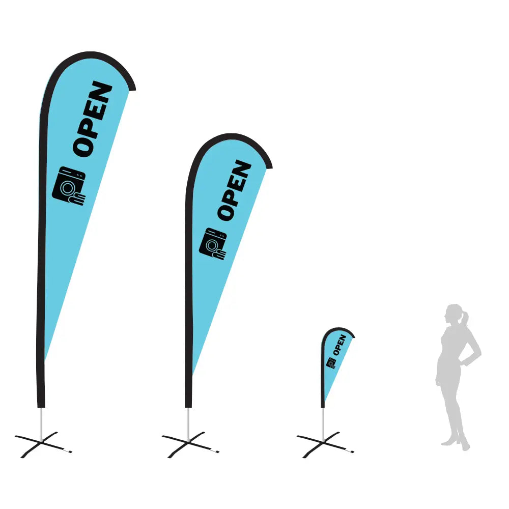 OPEN LIGHT BLUE Teardrop Flag
