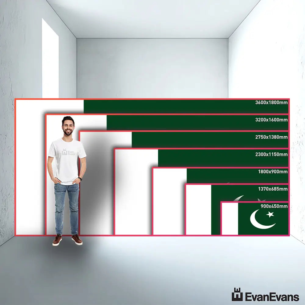Pakistan flag size guide comparison