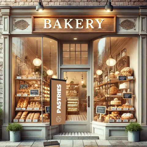 Pastries Light Brown Rectangle Flag Bakery