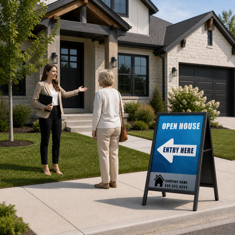 Blue A-frame Outdoor Signage
