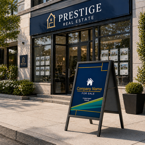 Prestige Real Estate office with aFor Sale sign outside