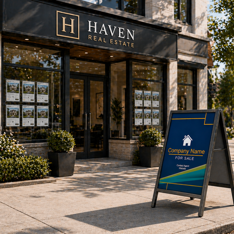 Haven Real Estate office with aFor Sale sign outside