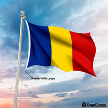 Romania flag header with loops