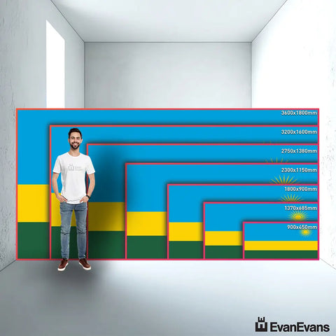 Rwanda flag size guide comparison