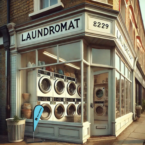 SELF SERVICE LIGHT BLUE Teardrop Flag for Laundromats