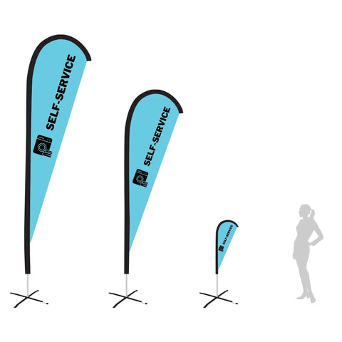 SELF SERVICE LIGHT BLUE Teardrop Flag