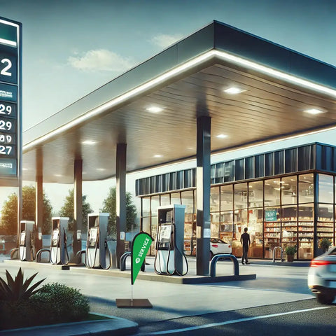 SERVICE GREEN Teardrop Flag for Service Stations