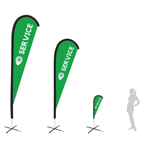 SERVICE GREEN Teardrop Flag