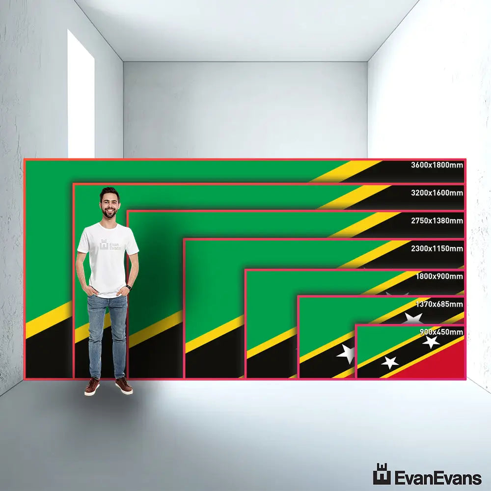 Saint Kitts and Nevis flag size guide comparison