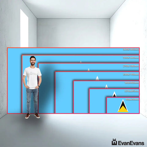 Saint Lucia flag size guide comparison