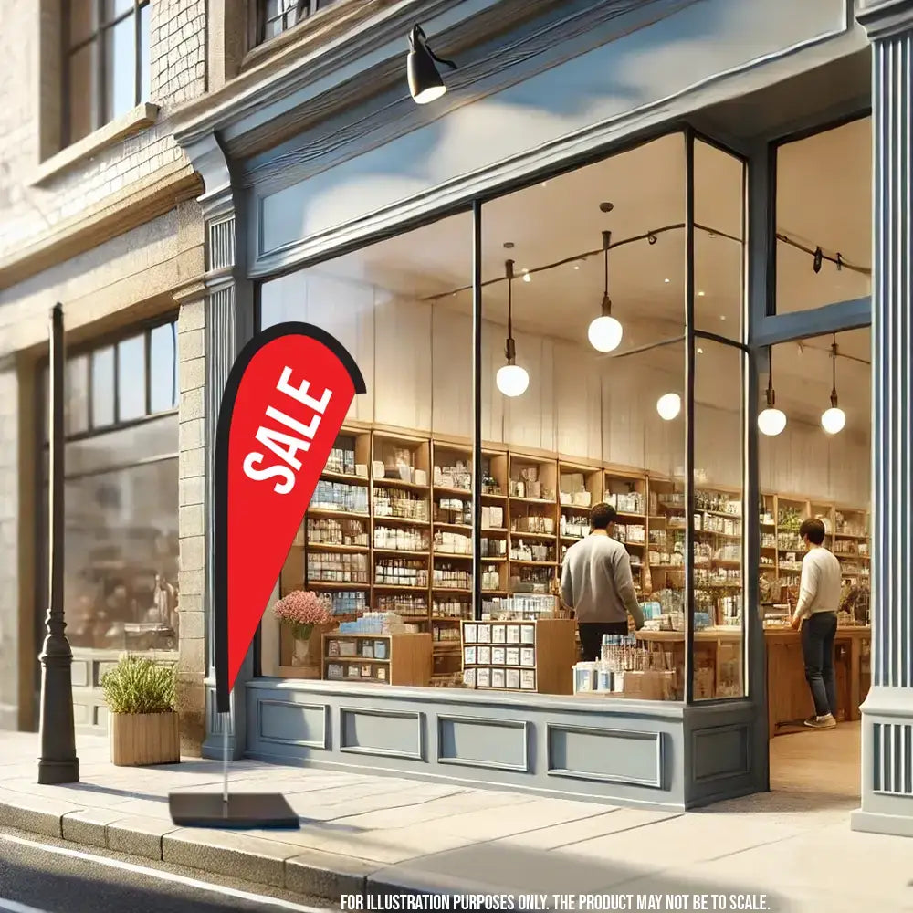 Sale Red Teardrop Flag Retail Stores