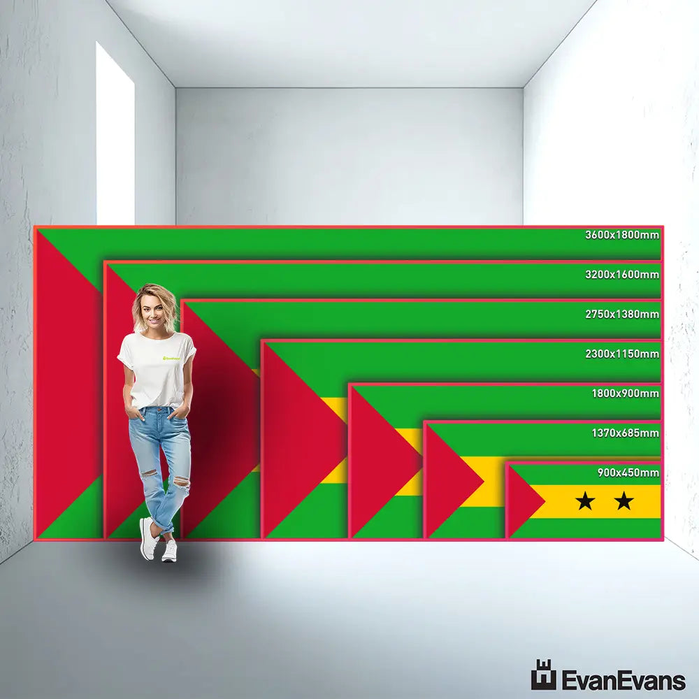 Sao Tome and Principe flag size guide comparison