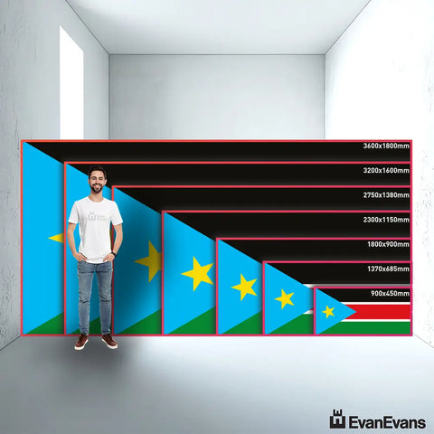 South Sudan flag size guide comparison