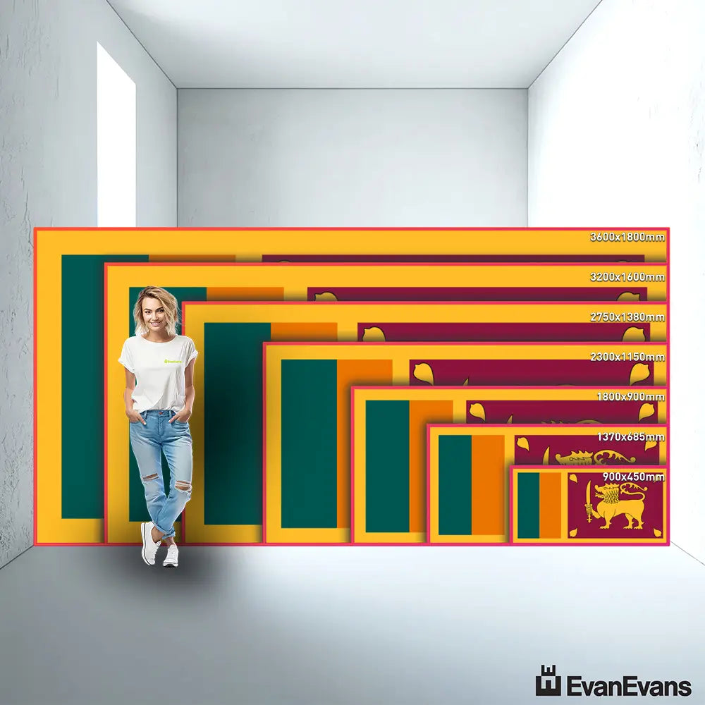 Sri Lanka flag size guide comparison