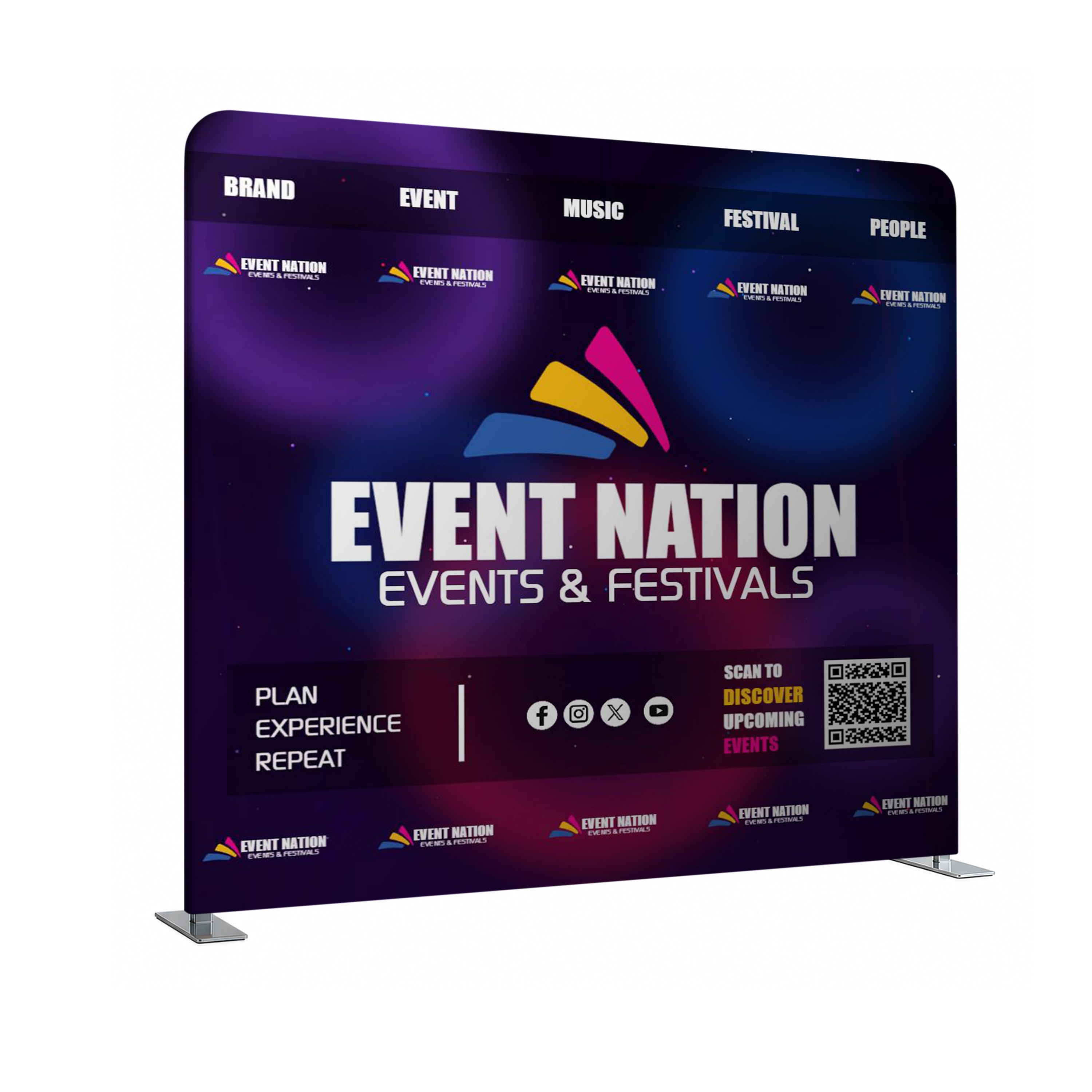 Event Nation promotional banner with colorful design and branding elements.