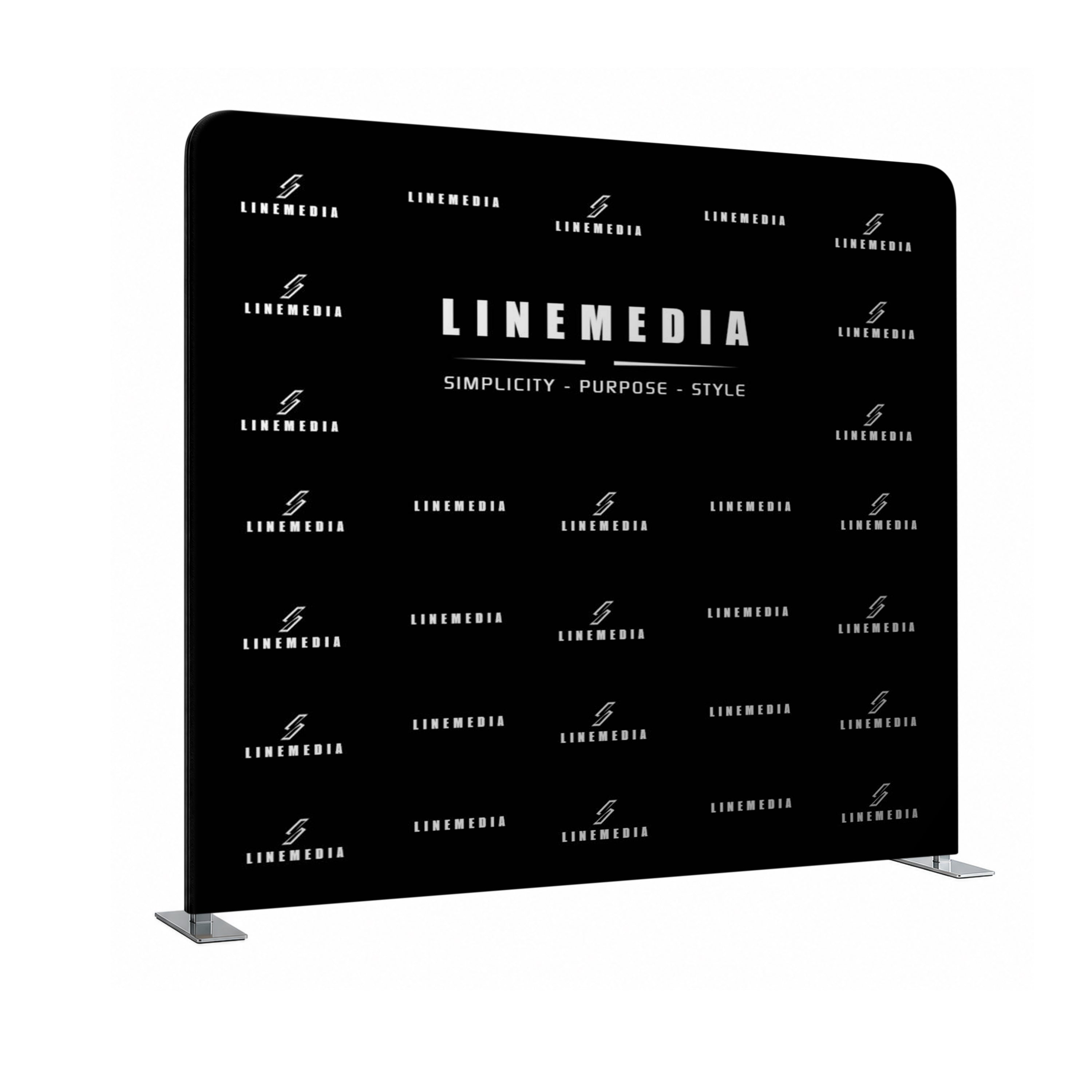 Black backdrop with LINEMEDIA branding on a white background