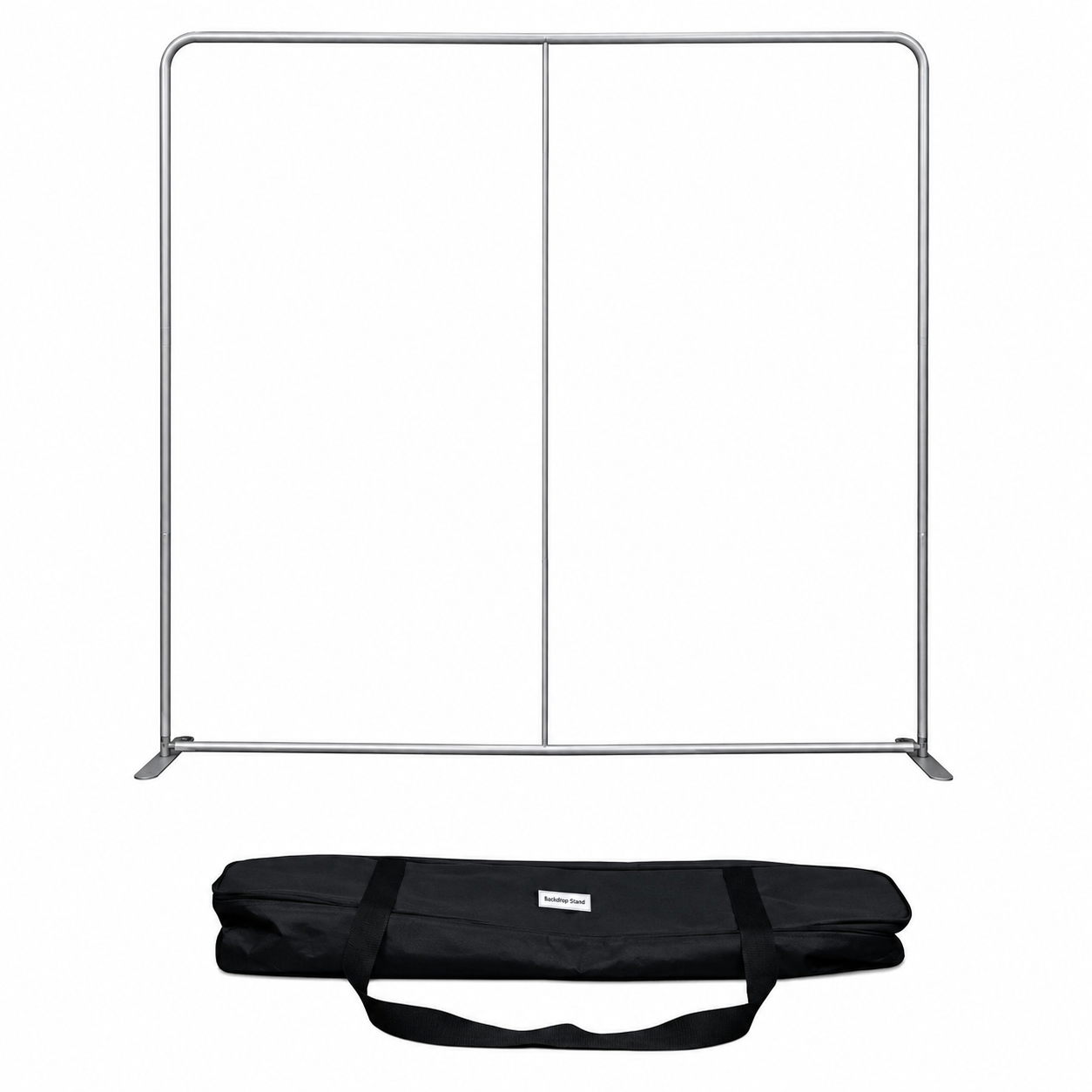 Portable display stand with carrying bag on a white background