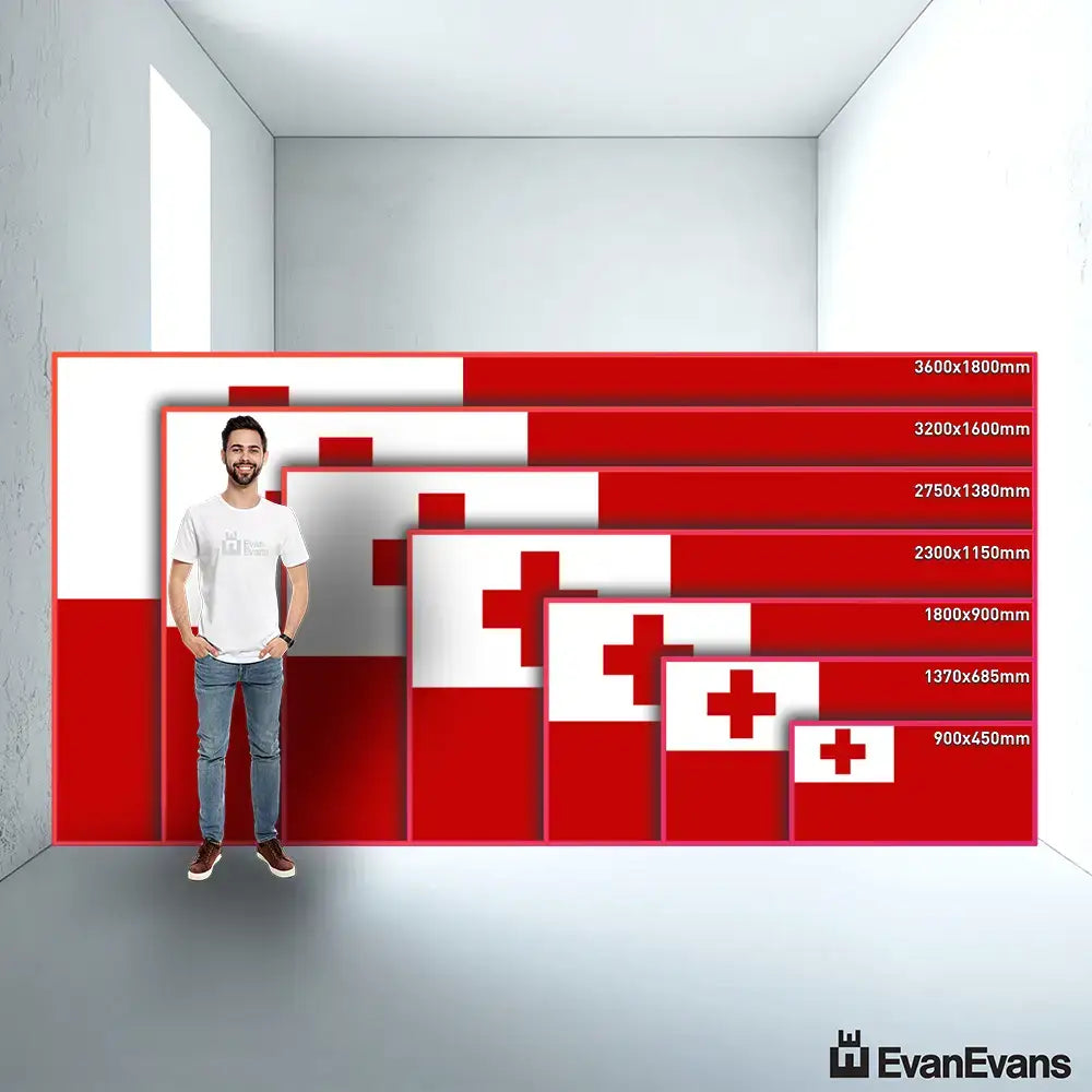Tonga flag size guide comparison