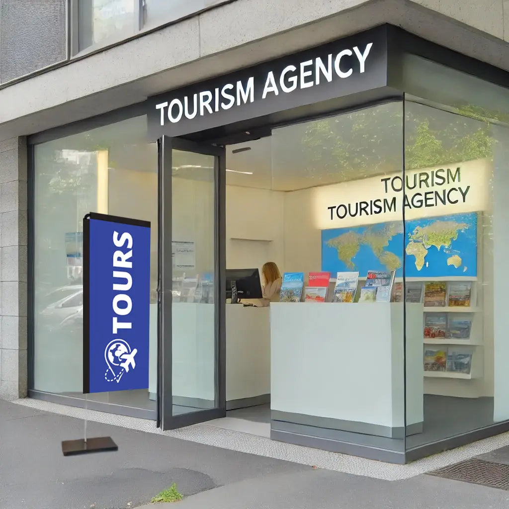 Tours Blue Rectangle Flag Tourism Agency