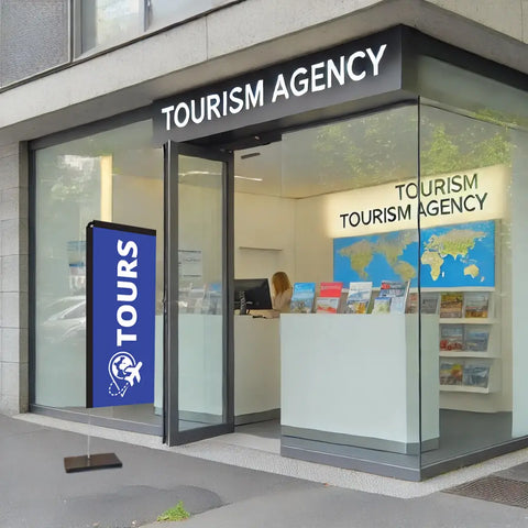 Tours Blue Rectangle Flag Tourism Agency