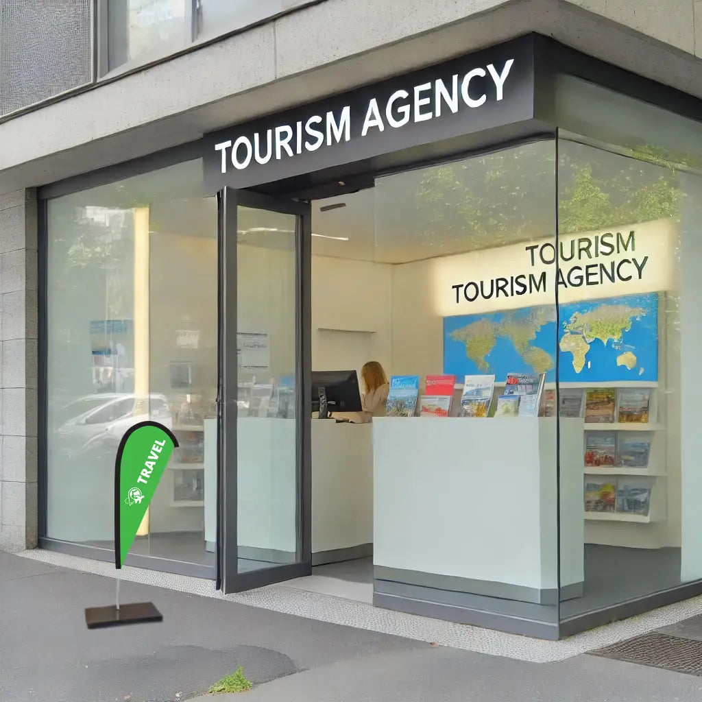 Travel Green Teardrop Flag Tourism Agency
