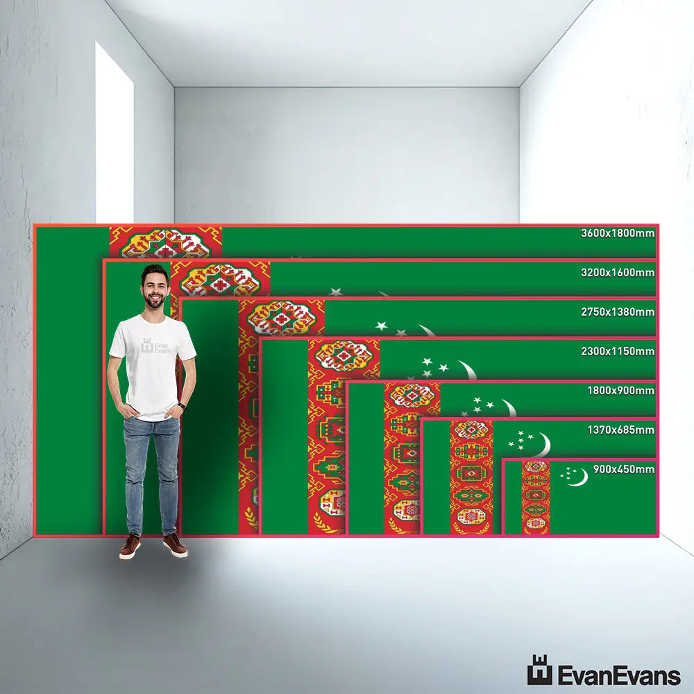 Turkmenistan flag size guide comparison