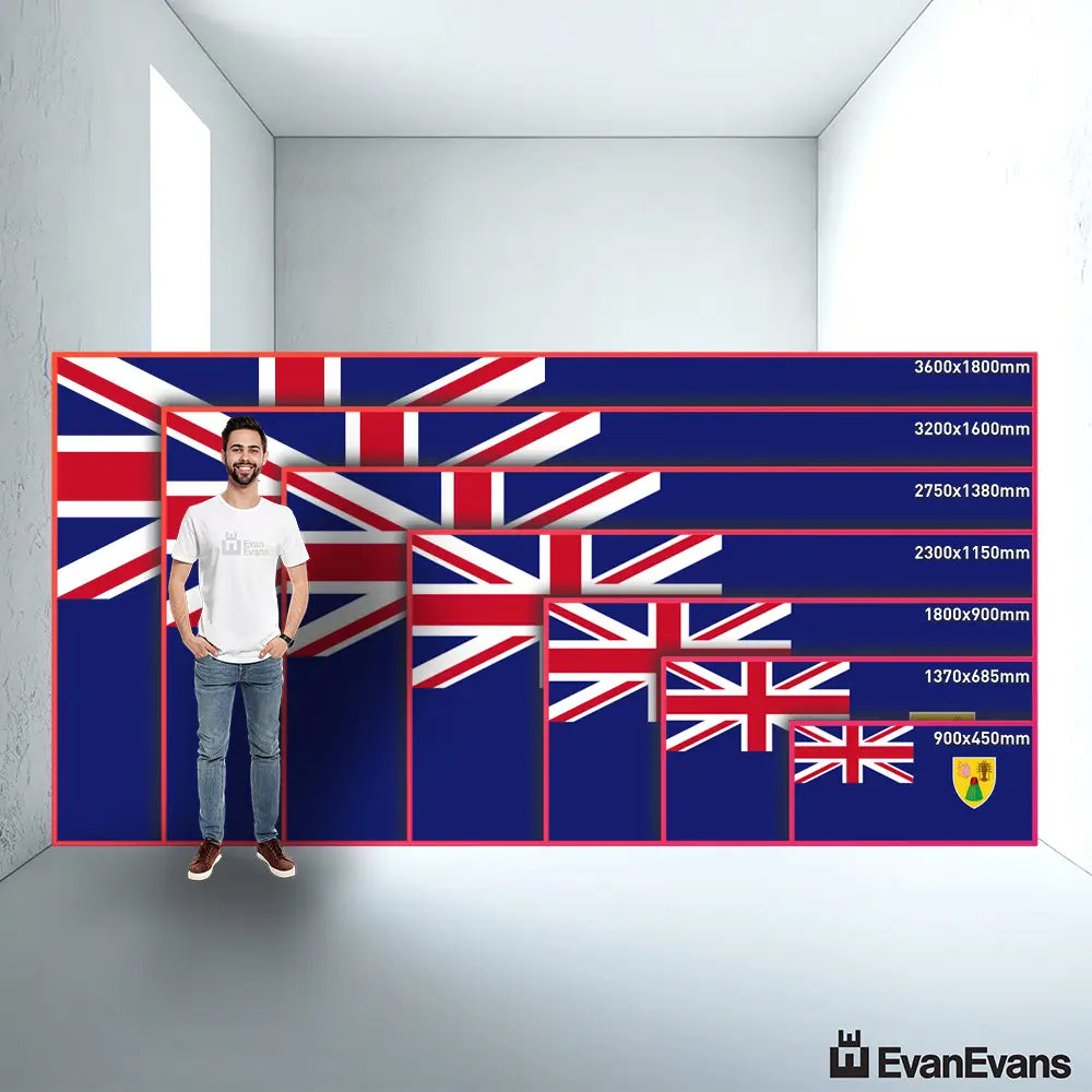 Turks and Caicos Islands flag size guide comparison