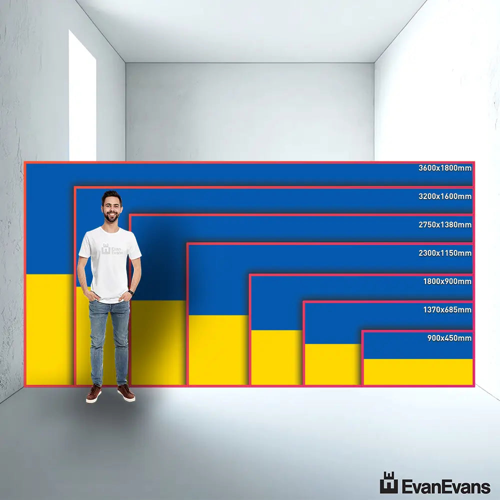 Ukraine flag size guide comparison